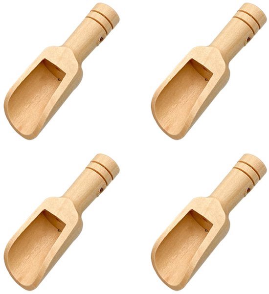 4 stuks Badzout Lepels, Mini Houten Lepel, Kleine Lepel voor Glazen, Zoutlepel, Suikerlepel, Glazen Lepel, Houten Zoutlepel, Herbruikbaar voor het Maken van Zout, Specerijen en Meer van Merkloos