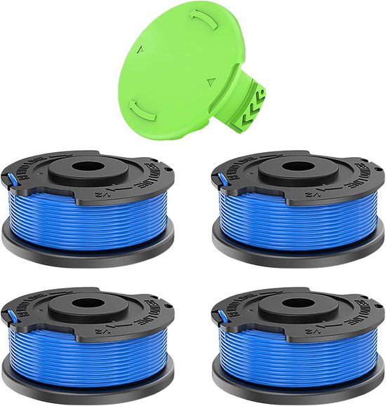 4 stuks grastrimmer draadspoel compatibel met 29252/29092, reservedraadspoel voor Greenworks 18V, 24V, 40V, 60V, 80V, G24LT, G24LTK2, G24LT30M, G24LT30MK2, Ø 1,65 mm 4,9 m (4 spoel + 1 dop)