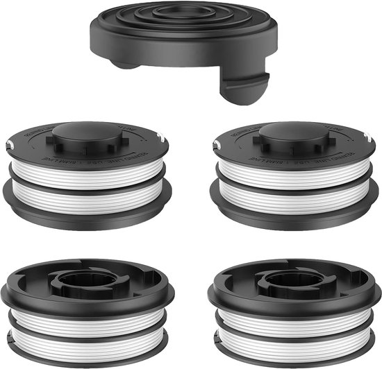 4 stuks grastrimmer draadspoel compatibel met Einhell 3405685, reservedraadspoel voor Einhell GC-ET 4530 Aldi Gardenline GLR GLT, Ø 2 mm-10 m, met spoelafdekking TLE-02-1 (4 spoelen + 1 kap)