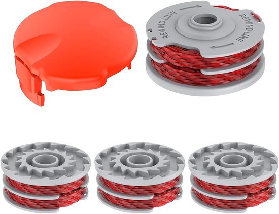 4 stuks grastrimmer draadspoel compatibel met Flymo FLY021/513937190, voor Flymo Contour/Mini Trim/Multi Trim/Power Trim, Ø 1,5 mm - 11 m lengte, met spoelafdekking FLY060 (4 spoelen + 1 kap)