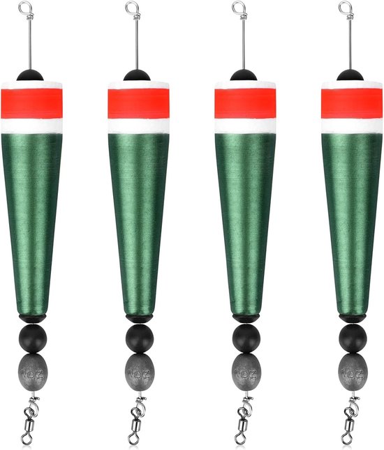 4 Stuks Haringbeen en Rigging Equipment, Zware Popping Corks voor Zoet en Zout Water, Perfect voor Vissen op Rode Vis, Snapper en Forel
