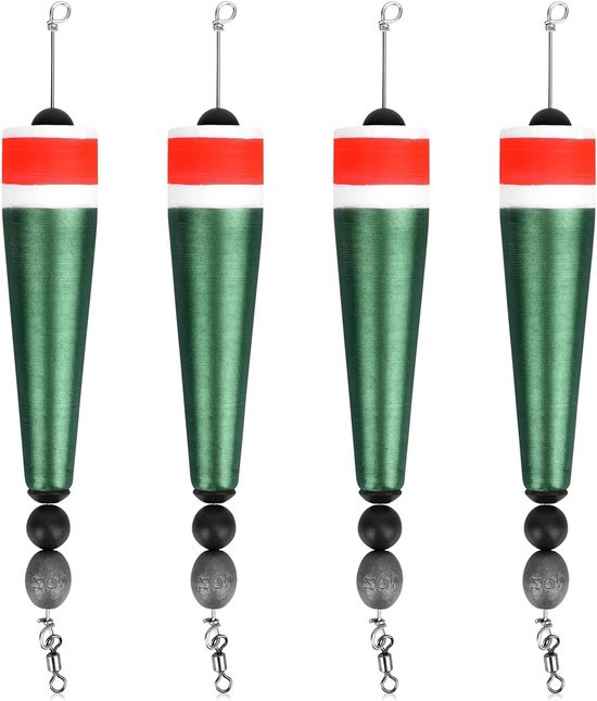 4 Stuks Haringbeen en Rigging Uitrusting, Popping Corks voor Zoet en Zout Water, Vissen met Gewogen Dobbers voor Rode Vis, Snapper en Forel