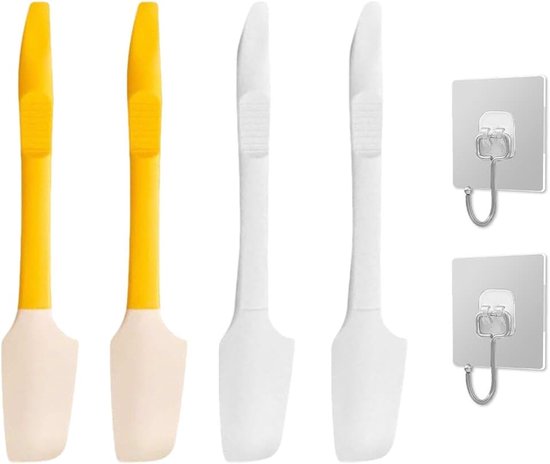 4 Stuks Jam Spatel En 2 Grote Transparante Haken, Keuken Uitstrijkje Bakken Tools, Hoge Temperatuur Resistente Siliconen Hoofd, Multifunctionele Schop, Kan Worden Geopend Aan Het Einde.