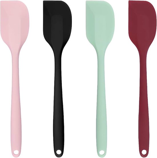 4 stuks kleine siliconen spatel 21 cm en mini-spatel van siliconen, mini-spatel, flexibel en hittebestendig, 315 °C, keukengerei met antiaanbaklaag voor koken, mengen en schrapen