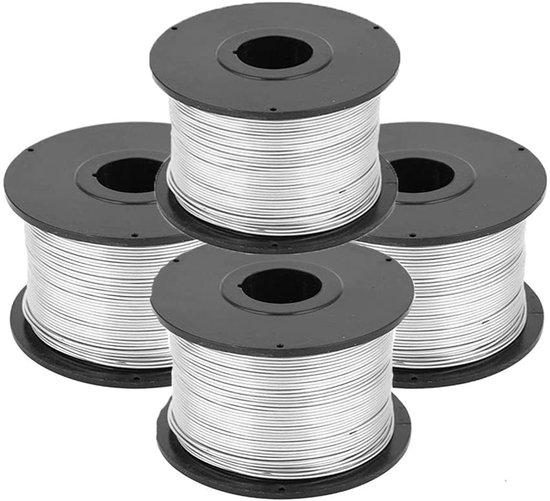 4 Stuks Laag Koolstof Staal Draadspoelen 110m x 0.8mm voor Automatische Bevestigingsmachines en Fixatietools