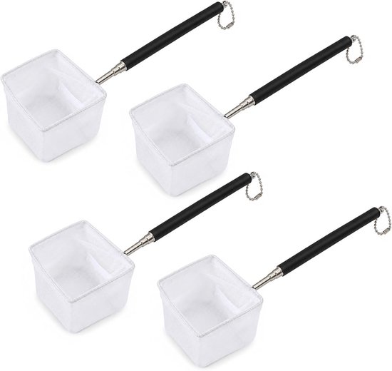 4 stuks mini-schepnet voor aquarium, 6,5 x 6,5 cm, met uittrekbare handgreep 13-39 cm en diepte 5 cm, net voor garnalen, vijvernet voor vissen en vullingen