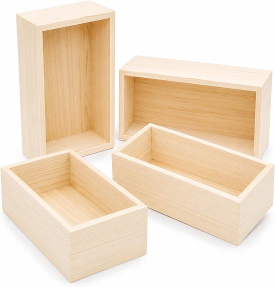 4 stuks organizer houten kist 20 x 10 x 8 cm