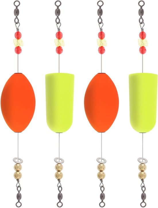 4 Stuks Popping Corks Floats voor Zoutwater, Vissen met Rattle Rig en Gewogen Bobbers voor Catfish en Rode Baars