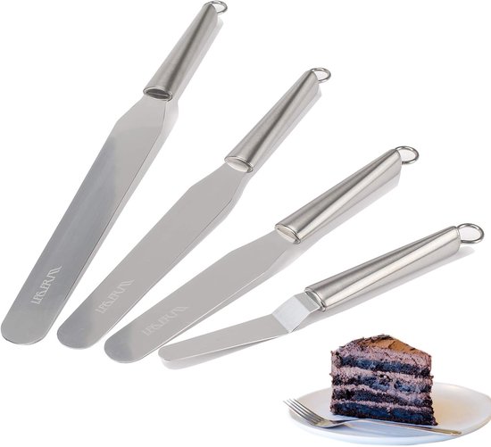 4 stuks rechte ijsspatel, roestvrijstalen paletmes voor het bakken van de keuken, taartglazuur spatels voor taartdecoratie, gebak en cupcake