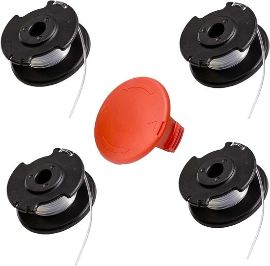 4 stuks reservedraadspoel, voor Einhell accu-grastrimmer GE-CT 18/28 Li, GE-CT 18/28 Li TC en GE-CT 18/260 Li, voor Einhell reservedraadspoel TLE-03, spoelafdekking TLE-03-1 (4 spoel + 1