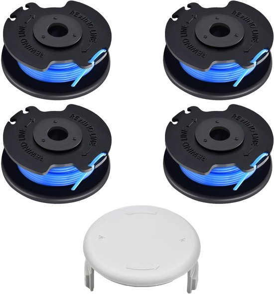 4 stuks reservespoel, grastrimmerspoel, compatibel met Ry obi RAC124 AC14RL3A, trimmer draadspoel voor One + 18 V, 24 V, 40 V, reservespoel, kap AC14HCA, diameter 1,65 mm, lengte 3,4 m