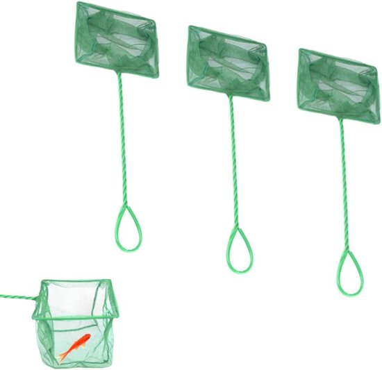 4 stuks schepnet voor aquarium, groen, mini-aquariumschepnet, visnet voor aquaria, 30 x 15 cm, fijnmazig