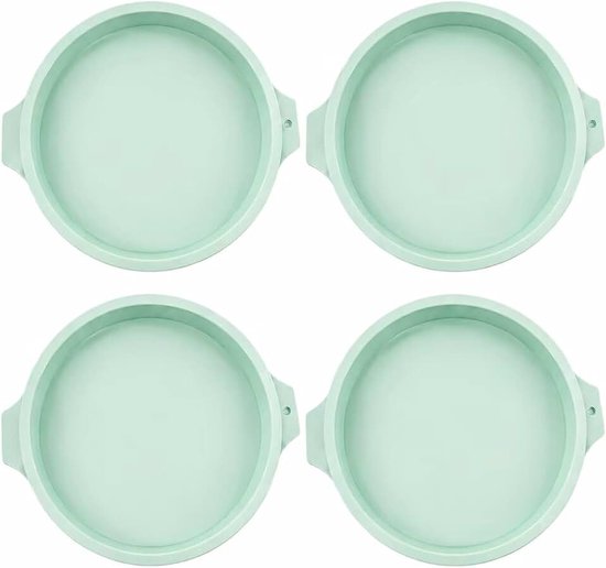 4 stuks siliconen mal ronde siliconen vormen siliconen bakvorm cakevorm bakvorm antiaanbaklaag flexibel groen 20 cm cake