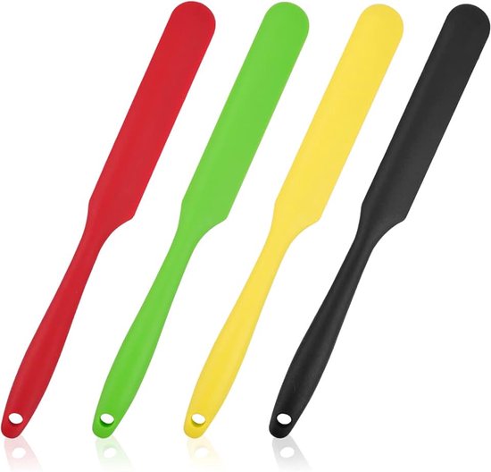 4 Stuks Siliconen Spatel Keuken Koken Bakken Spatels Hittebestendige Naadloze Spatels Rubberen Pot Schraper Ergonomische Wax Applicator Spatel voor Bloem Ei Mengsel Keuken Pot Flessen Crème Ontharing