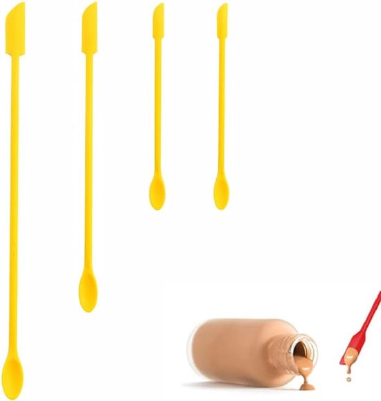 4 stuks siliconen spatel, kleine rubberen cosmetische pot, hoge hittebestendige draaierlepels, kleine make-up schoonheid keuken laatste druppel schraper voedselblikjes schepjes voor bakken