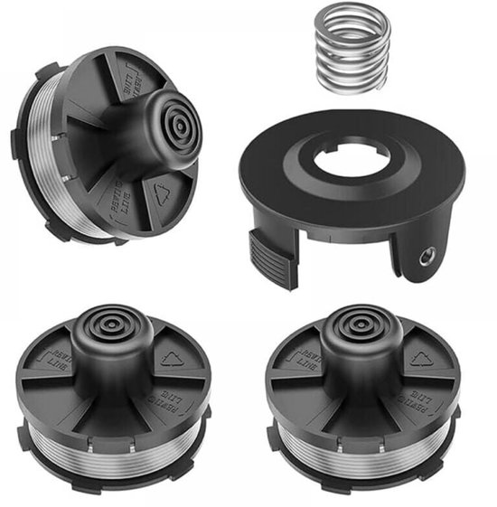 4 stuks spoel + 1 afdekkap + 1 veer, draadspoelen voor grastrimmer - draadspoelen voor grastrimmer - geschikt voor Makita DUR181, DUR181Z, DUR181RF 195858-1/196146-9