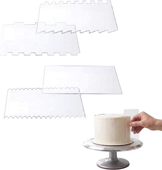 4 stuks taartspatel om glad te maken, taartschraper, taartspatel, taartgladmaker voor mousse, botercrème, taartdecoratie, beginners, professionals