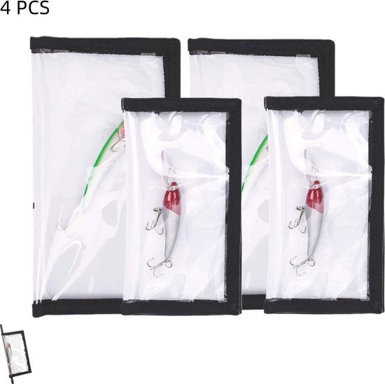 4 stuks - transparante visaashoezen - beschermhoes voor visaas - Geschikt voor vishengels en haken - ter bescherming van haken en visgerei - 20×11+18×10cm - transparant