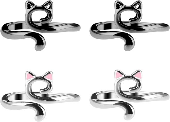 4 Stuks Verstelbare Haaknaalden Ringen voor Vingers - Metalen Garen Gids Ringen voor Breien en Haken, Handige Accessoires voor Creatieve Klussen en DIY Projecten van Merkloos
