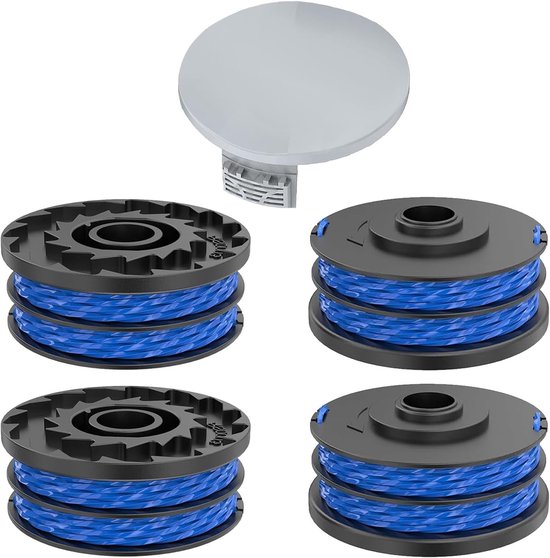 4 Stuks Vervangende Grastrimmer Spoelen met Draad van 1,5 mm en 8,3 m Lengte voor Diverse Modellen, Inclusief Spoelcover, Ideaal voor Tuinonderhoud en Grasmaaien van Merkloos
