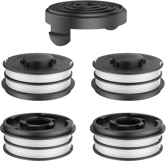 4 Stuks Vervangende Grastrimmer Spoelen met Draad van 2 mm, Geschikt voor Diverse Tuingereedschappen, Inclusief Spoelcover en 10 m Draad van Merkloos