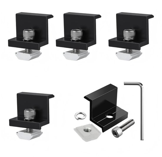4 stuks zonnepaneelmontagebeugels met sleutel, aluminium zonnepaneel Z-beugel 30 mm/35 mm voor installatie op camperdaken, campings en in schuurtjes van Vakki