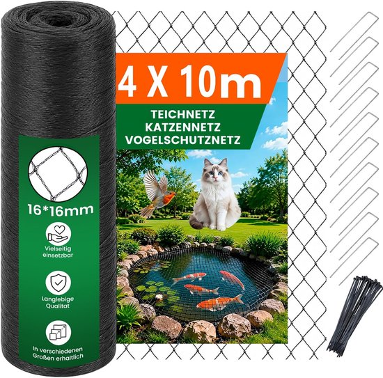 4 x 10 m, vogelbeschermingsnet, kattennet voor balkon