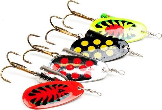 4 x Verzwaarde Roofvis Spinners Spinnerset Roofvisset Blinkers Snoek Baars Snoekbaars Kunstaas Set van Aptive.