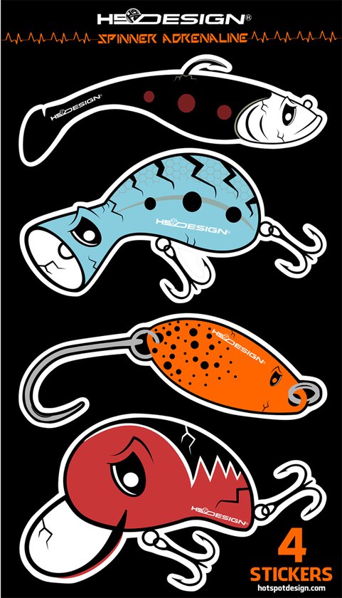 4 x Visstickers ‘Nasty Wobbler’ Vis Stickers Pluggen Roofvis Kunstaas Vis Stickers Snoek Sticker van Nasty Wobbler