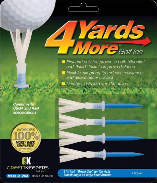 4 Yards More Golf Tee - Driver - 3 1/4 inch - Blauw van Greenkeepers
