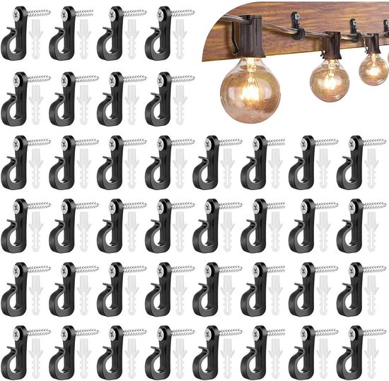 40 Pcs Hooks Screw Indoor Lights,Christmas Light Hooks,Screws Wall Hooks,Outdoor Screw Hooks Plants,Hook Screw Garden - ShopVlot