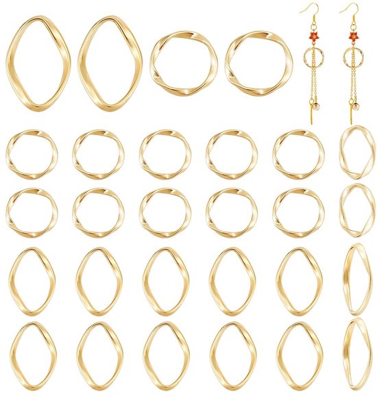 40 stuks 2 stijlen gouden legering schakelringen ronde ovale draairing holle ring bedels frames connectoren metalen sieraden connector links voor doe-het-zelf ketting armband sieraden