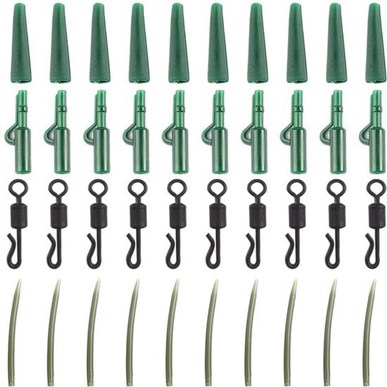 40 Stuks Carp Fishing Tackle - Anti Tangle Sleeves, Rubber Tubes, Opberbox