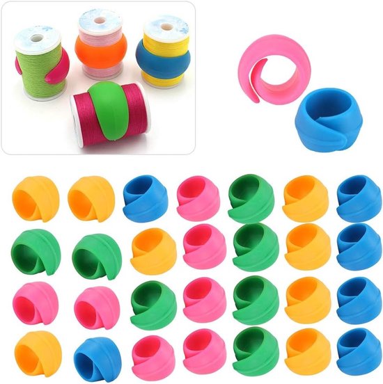 40 Stuks Kleurige Draad Spoel Huggers en Clips voor Borduren, Quilten en Naaien met Draadbeheer
