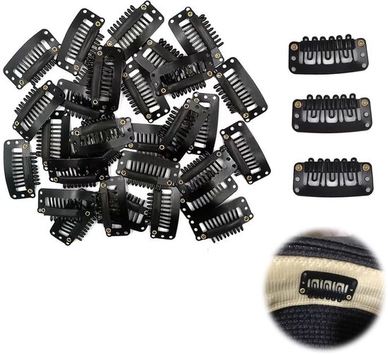 40 stuks pruikclips, chunni-clips, snap-pruikclips, negentandige kamclip, snap-haarextensieclips, snap-kamclips, voor meisjes, vrouwen, pruiken, hoofddoek van Anpro