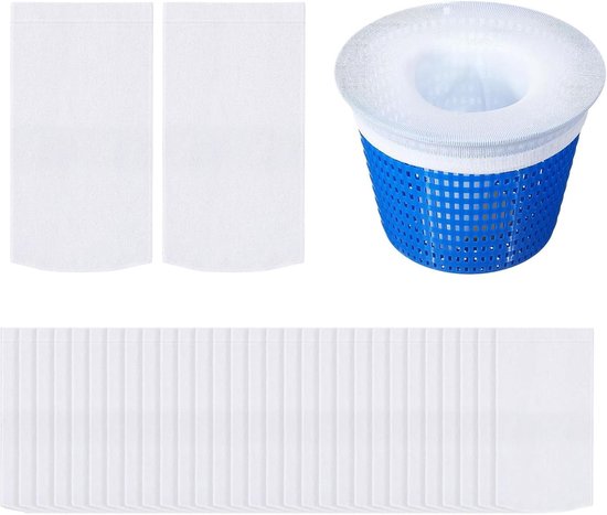 40 stuks zwembadskimmer sokken voor fijne filtering, hoogwaardige filtersokken voor zwembad, skimmorf, herbruikbare skimmersokken, zwembadaccessoires voor bladeren, insecten en haar, wit