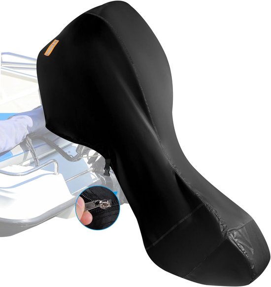 420D Oxford Volledige Buitenboordmotorhoes, Boot Motorhoes met 2 Reflecterende Strips, 2 Trekkoorden, Waterdichte Ritssluiting en Verstelbare Gesp, Geschikt voor 100-150 PK