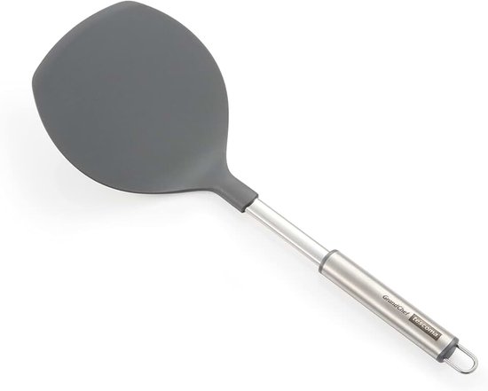 - 428305, GrandChef, keukenschep voor omelet, flexibel, nylon en roestvrij staal, met haken, 38,5 cm, grijs