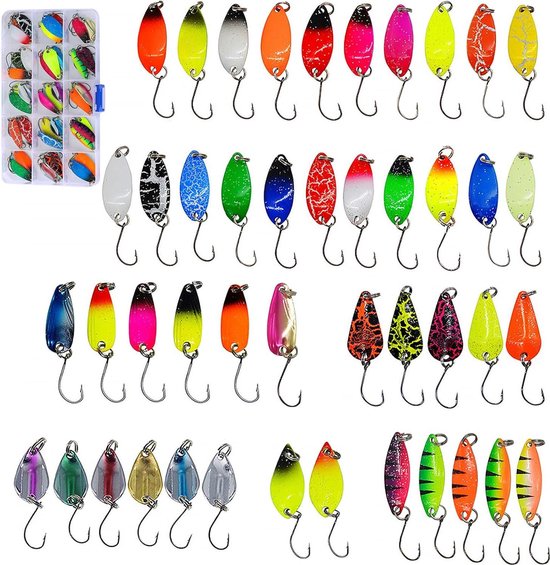 45 stuks forelaas visaas 2 g 25 g 30 g 32 g 35 g 5 g met opbergdoos - spinner knipperset voor snoek snoekbaars baars van Merkloos