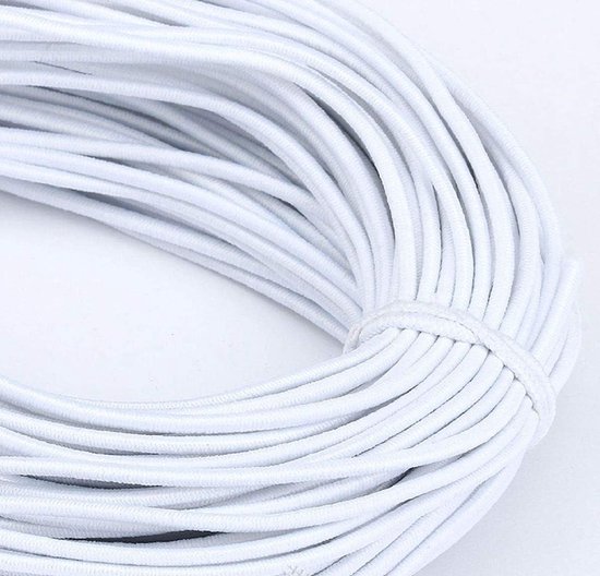 45 Yards 2MM Elastisch Touw Bungee Shock Cord voor DIY Projecten - Polyester Bungee Koord (Wit/Zwart)