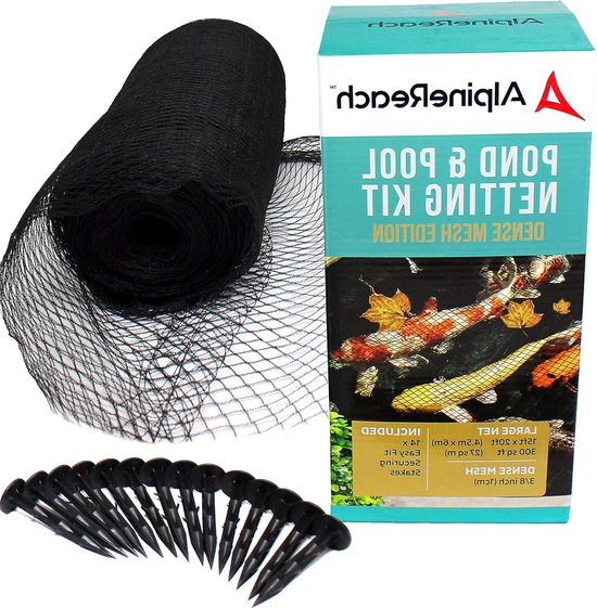 45m x 6m Vijvernet zwart - Koi Pond Netting - Heavy Duty fijn gaas net cover voor bladeren - beschermt koi vis tegen blauwe reiger vogels katten roofdieren UV-bescherming - herbruikbaar - AlpineReach van Merkloos