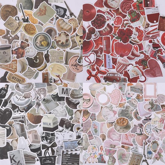 480 vintage stickers, scrapbooking-stickers, esthetische accessoires, waterdicht, voor dagboek, laptop, waterfles, notitieboek, fotoalbum, koffer en doe-het-zelfdecoratie
