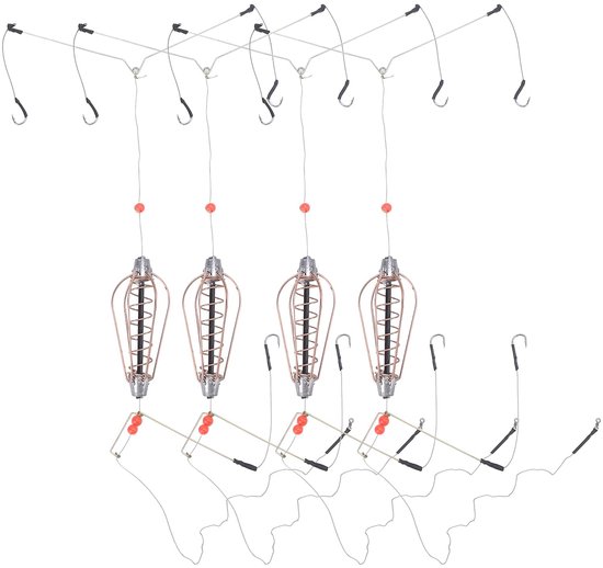 4Pcs Fishing Lure Feeder Basket, Built-in 15g Weight Fishing Spring Lure Feeder Basket with Hooks for Fishing Accessories van SHADDOCK