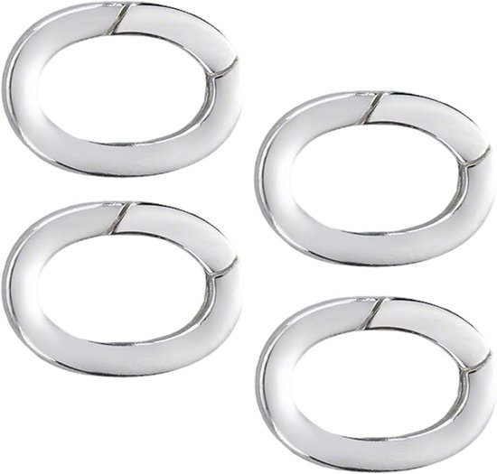 4pcs S925 Silver Oval Chain Clasps, Oval Spring Clasps, Metal Spring Rings, Mini Size 7 x 10 mm Spring Ring, for - ShopVlot