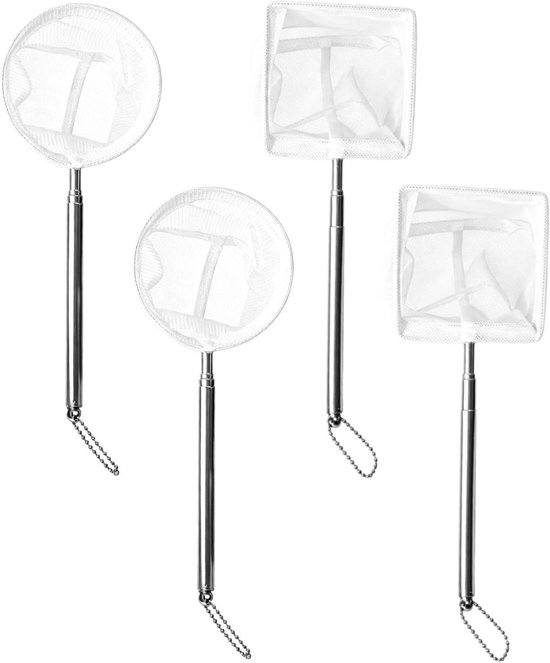 4Pcs Telescopische Handvat Visnetten, Kleine Visnetten, Geschikt Voor Aquarium Vangen, Vijver En Schoonmaken.