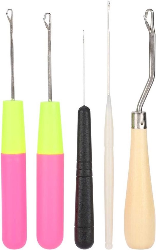 5-delige haakset voor latch hook met gebogen tong, ideaal voor breien en haken, DIY naaibenodigdheden
