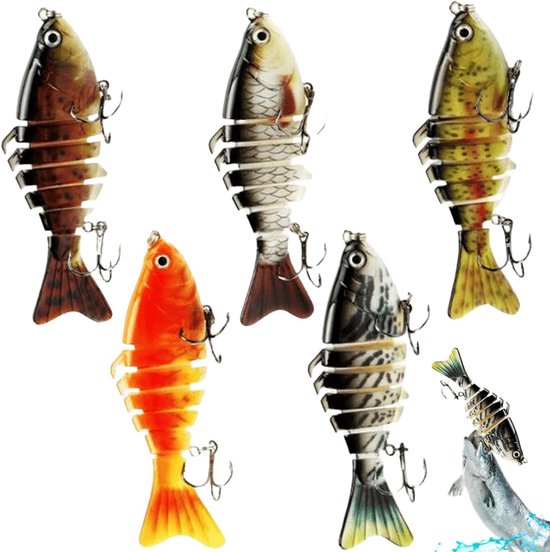5-delige Hard Bait Set met 10cm Wobbler Lures voor Snoek, Forel en Baars - Realistische Slow Sinking Swimbaits voor Zoet en Zout Water