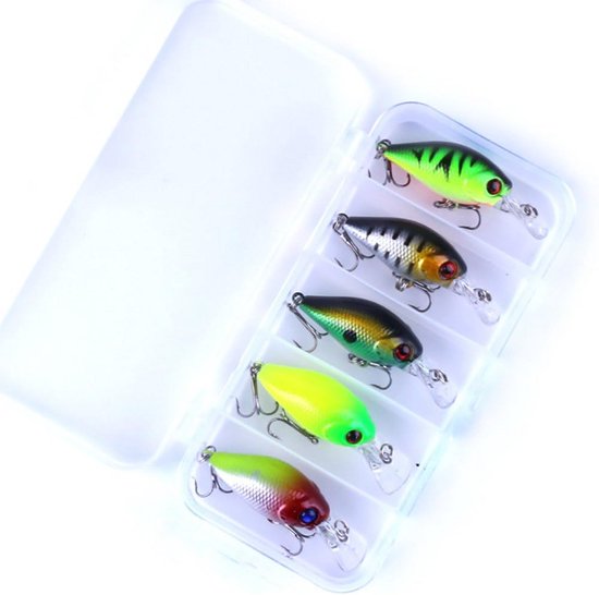 5-delige Set Drijvende Minnow Crankbaits Kunstaas voor Baars en Roofvis