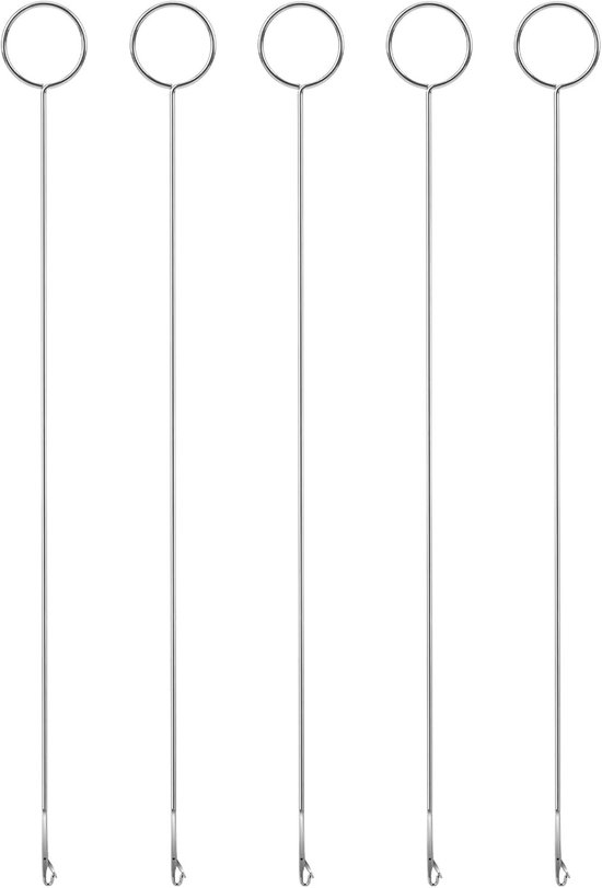 5-delige set lange haaknaalden met naaigereedschap, draadinsteker, riemnaalden en stoflinten (25 cm) voor haken en breien