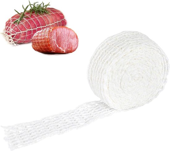 5 Meter Roestvrijstalen Vleesnet met 16 Gaten - Elastisch Rooknet voor Koken, Roken en Bewaren van Vlees en Ham